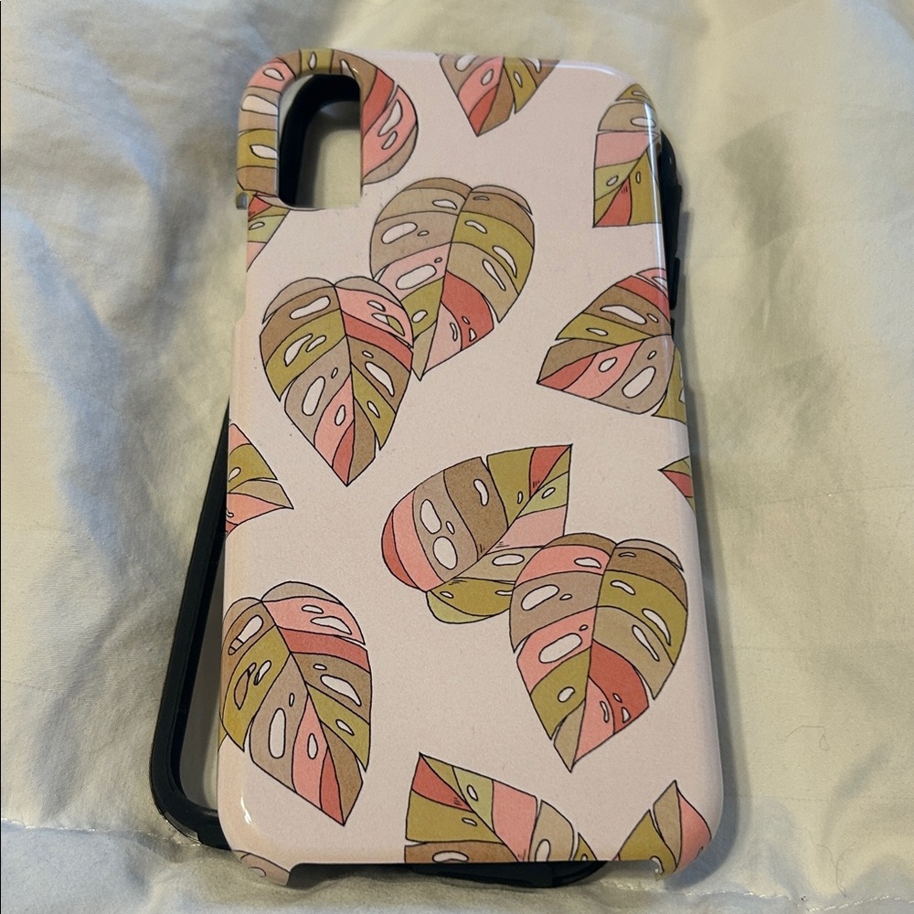 Society6 Tropical Leaf Phone Case - Pink, Green, Tan